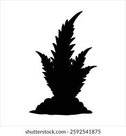 Fern Leaf Silhouette Vector Illustration Black Botanical Plant Nature Clipart for Logo Decoration and Design
