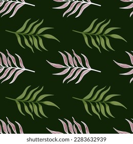 Fern leaf wallpaper. Abstract exotic plant seamless pattern. Tropical palm leaves pattern. Botanical texture. Floral background. Design for fabric, textile print, wrapping, cover. Vector illustration