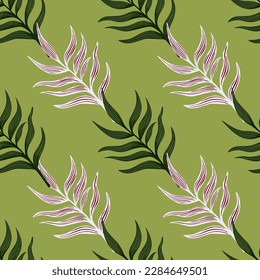 Fern leaf wallpaper. Abstract exotic plant seamless pattern. Tropical palm leaves pattern. Botanical texture. Floral background. Design for fabric, textile print, wrapping, cover. Vector illustration