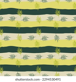 Fern leaf wallpaper. Abstract exotic plant seamless pattern. Tropical palm leaves pattern. Botanical texture. Floral background. Design for fabric, textile print, wrapping, cover. Vector illustration