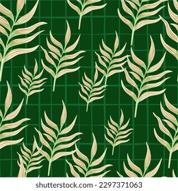 Fern leaf wallpaper. Abstract exotic plant seamless pattern. Tropical palm leaves pattern. Botanical texture. Floral background. Design for fabric, textile print, wrapping, cover. Vector illustration