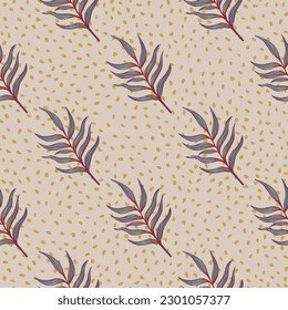 Fern leaf wallpaper. Abstract exotic plant seamless pattern. Tropical palm leaves pattern. Botanical texture. Floral background. Design for fabric, textile print, wrapping, cover. Vector illustration
