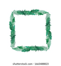 Fern leaves frame, basis element isolated. Graphics on white background