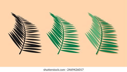 fern leaves icon set over orange background. colorful design. vector illustration