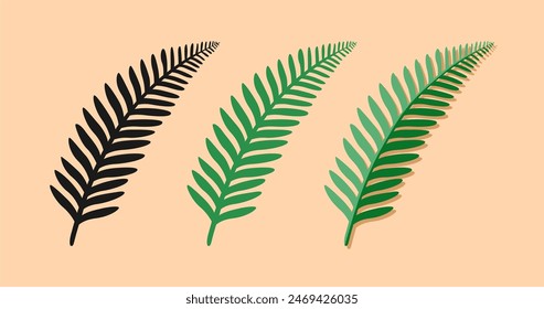 fern leaves icon set over orange background. colorful design. vector illustration
