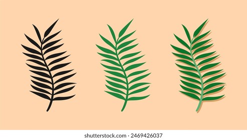 fern leaves icon set over orange background. colorful design. vector illustration