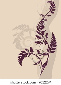 Fern leaves illustrated in an abstract background.