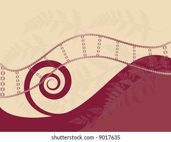 Fern leaves illustrated in an abstract background.