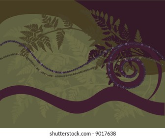 Fern leaves illustrated in an abstract background.