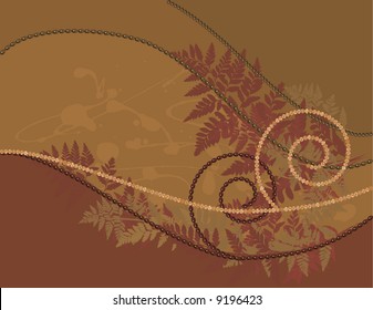 Fern leaves illustrated in an abstract background.
