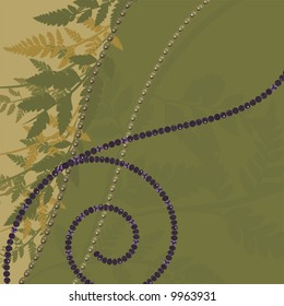 Fern leaves illustrated in an abstract background.