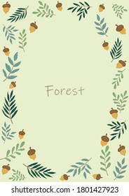 Fern leaves and nut frame flat design for decoration on spring season event.
