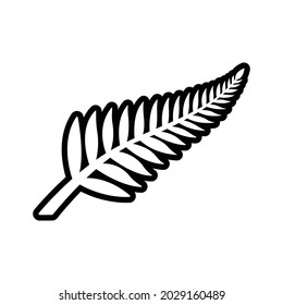Fern Line Icon. Simple Outline Style. Leaf, Logo, Nz, Kiwi, Maori, Silhouette, Bird, Sign, New Zealand Symbol Concept Design. Vector Illustration Isolated On White Background. EPS 10