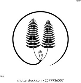 Fern logo. Isolated fern on white background