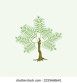 Fern Minimalist Tree vector Summer Symbol Art- Plant tree