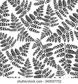 Fern on a white background.Vector seamless pattern