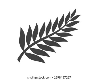 Fern or palm leaf black icon. Vector illustration.