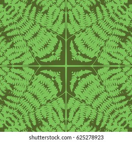 Fern picture based symmetrical pattern in shades of green