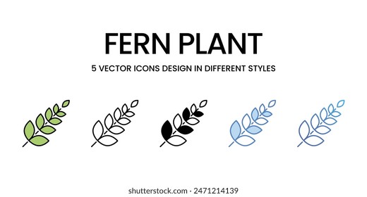 Iconos de plantas de helecho conjunto de Vector ilustración de stock.