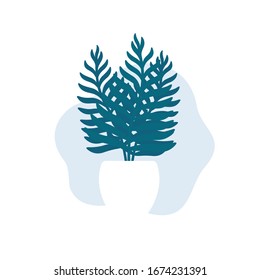 planta de helechos en olla, vector plano