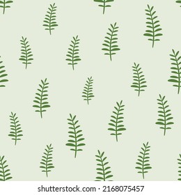 Fern repeat pattern, green repeating vector background