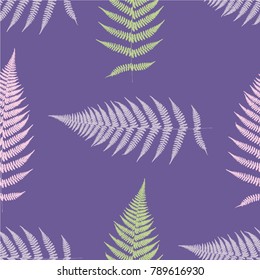 Fern seamless pattern. Ultra violet. Vector illustration