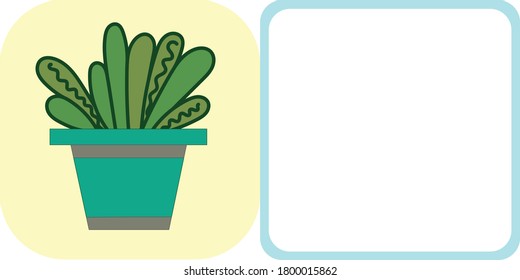 fern succulent plant potted home plant comfort double sided postcard cute square