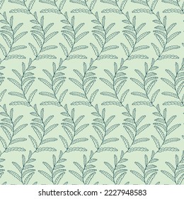 Fern vector repeat pattern, seamless leaf background, vertical stripe repeat