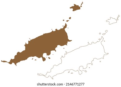 Fernando de Noronha island (Federative Republic of Brazil, South and Latin America) map vector illustration, scribble sketch Ilha Rata map