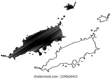 Fernando de Noronha island (Federative Republic of Brazil, South and Latin America) map vector illustration, scribble sketch Ilha Rata map