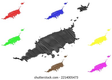 Fernando de Noronha island (Federative Republic of Brazil, South and Latin America) map vector illustration, scribble sketch Ilha Rata map