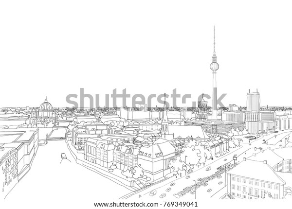 Fernsehturm Berlin Germany Skyline Stock Vector (Royalty Free) 769349041