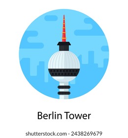 A fernsehturm berlin, berlin tower flat rounded icon