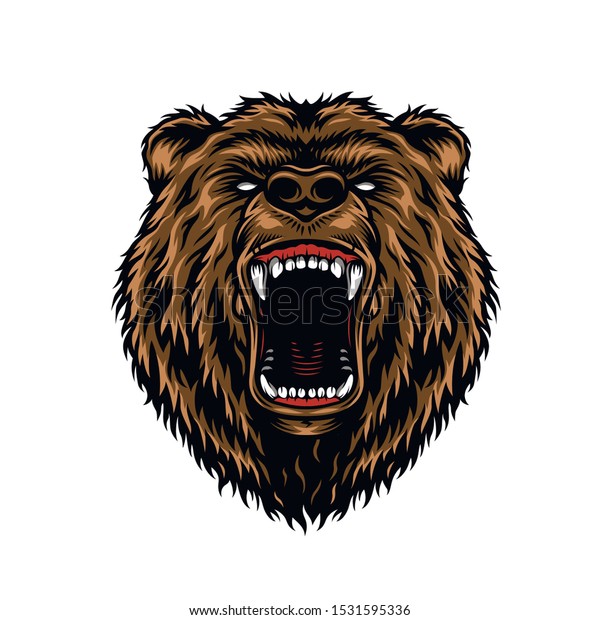 Ferocious Aggressive Bear Head Colorful Concept Stock Vector (Royalty ...