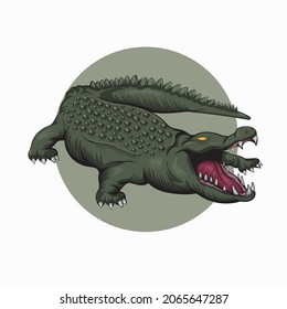 ferocious alligator vector illustration green 