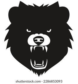 Ferocious Bear head animal mascot logotype, black and white template badges emblem
