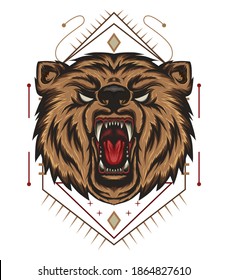 the ferocious bear with screaming face