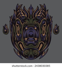 Ferocious Boar Monster Design Illustration for Logo, Mascot, Sticker, T-Shirt, and Tattoo