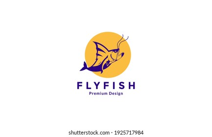 ferocious fish shape sea logo design vector icon symbol illustration