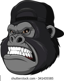 Ferocious gorilla in a cap