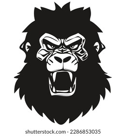 Ferocious Gorilla head animal mascot logotype, black and white template badges emblem

