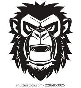 Ferocious Gorilla head mascot logo for esport and sport team, black and white template badges
