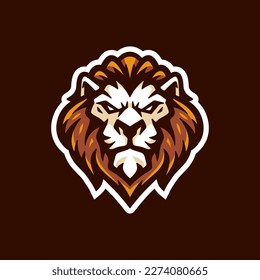 Ferocious lion head mascot logo design. Lion face vector illustration