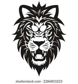 Ferocious Lion head mascot logo for esport and sport team, black and white template badges
