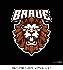 Ferocious lion head mascot logo