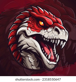 Raptor feroz: Vector de logotipos para juegos para el equipo Esports - Diseño potente de mascotas T-Rex con estilo de ilustración moderno