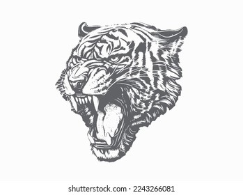 Ferocious roaring tiger. Angry tiger. vector Abstract ink splashes on the background.