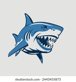 Ferocious Shark Logo Predator, Ocean, Fish, Wildlife, Icon.