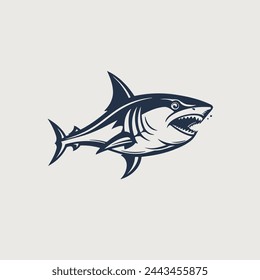 Ferocious Shark Logo Predator, Ocean, Fish, Wildlife, Icon.