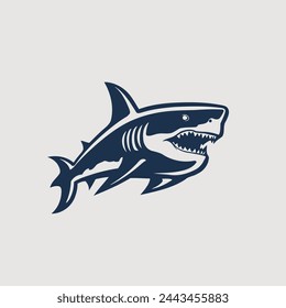 Ferocious Shark Logo Predator, Ocean, Fish, Wildlife, Icon.